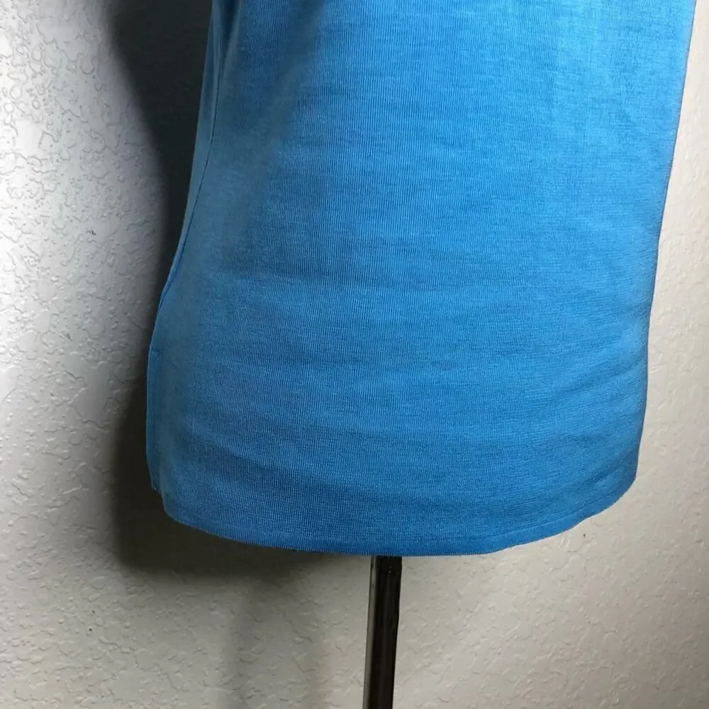 Ming Wang blue black trim v neck sleeveless knit shell top size Small